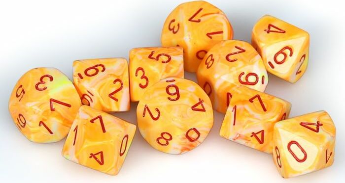 Festive Sunburst Yellow d10 set - Saltire Games