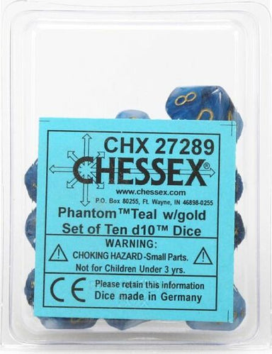 Phantom Teal Gold d10 set - Saltire Games