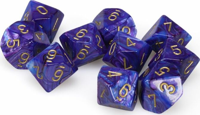 Lustrous Purple Gold d10 set - Saltire Games