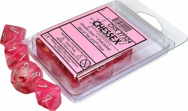 Ghostly Glow Pink Silver d10 set - Saltire Games