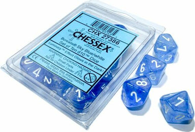 Borealis Sky Blue White d10 set - Saltire Games