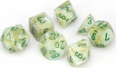 Marble Polyhedral Green/dark green 7-Die Set - Saltire Games