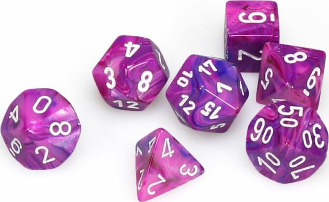 Festive Violet/white Polyhedral 7-Die Set - Saltire Games