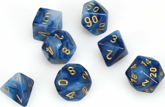 Phantom® Polyhedral Teal/gold 7-Die Set - Saltire Games