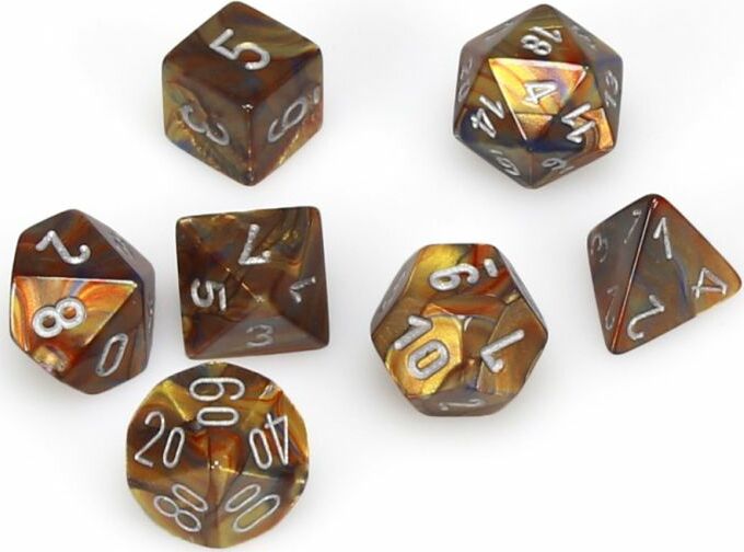 Lustrous® Polyhedral Gold/silver 7-Die Set - Saltire Games