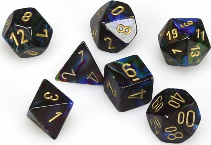 Lustrous® Polyhedral Shadow/gold 7-Die Set - Saltire Games