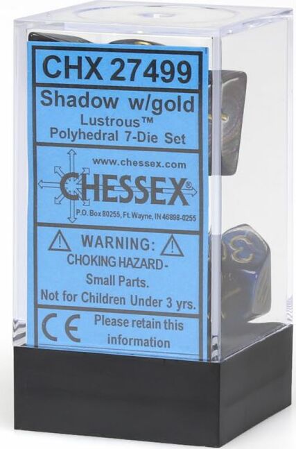 Lustrous® Polyhedral Shadow/gold 7-Die Set - Saltire Games