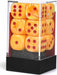 Festive® 16mm D6 w/pips Sunburst™ w/red Dice Block™ (12 dice - Saltire Games