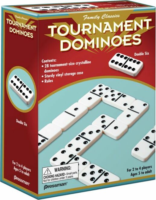 Family Classics Tournament Dominoes - Double Six Crystalline Tiles in Storage Case by Pressman , 5" - Saltire Games