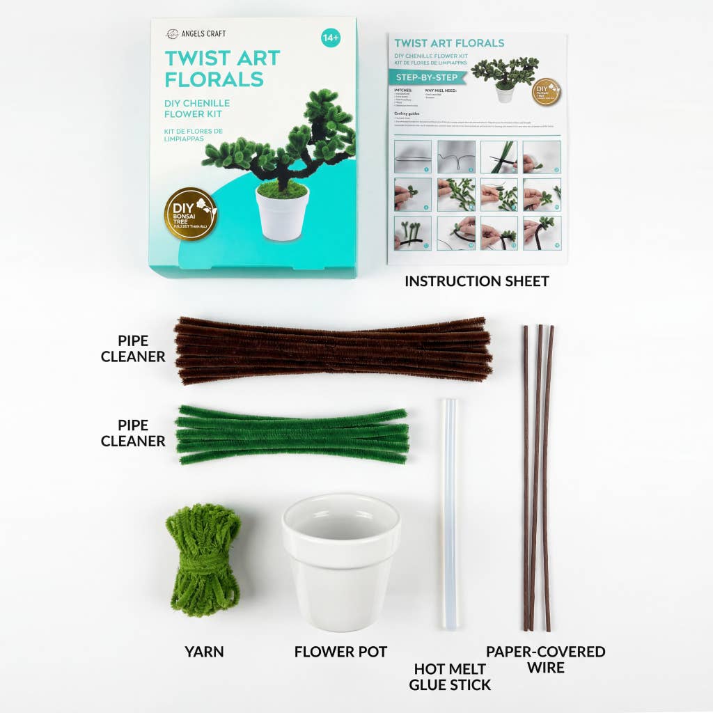 Angels Craft Bonsai Tree Twist Art DIY Kit – Chenille Craft Decor
