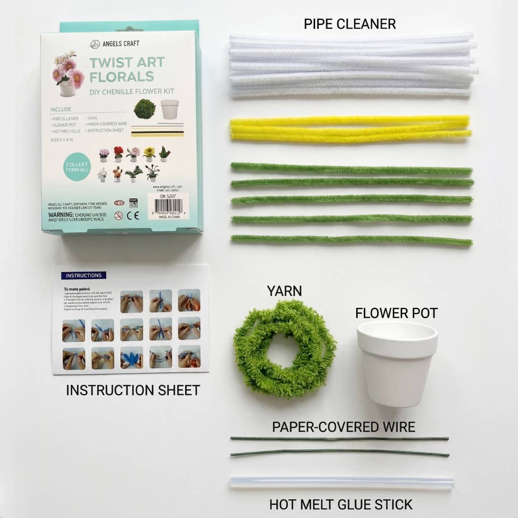 Angels Craft Hibiscus Twist Art Floral DIY Kit – Chenille Flower Craft