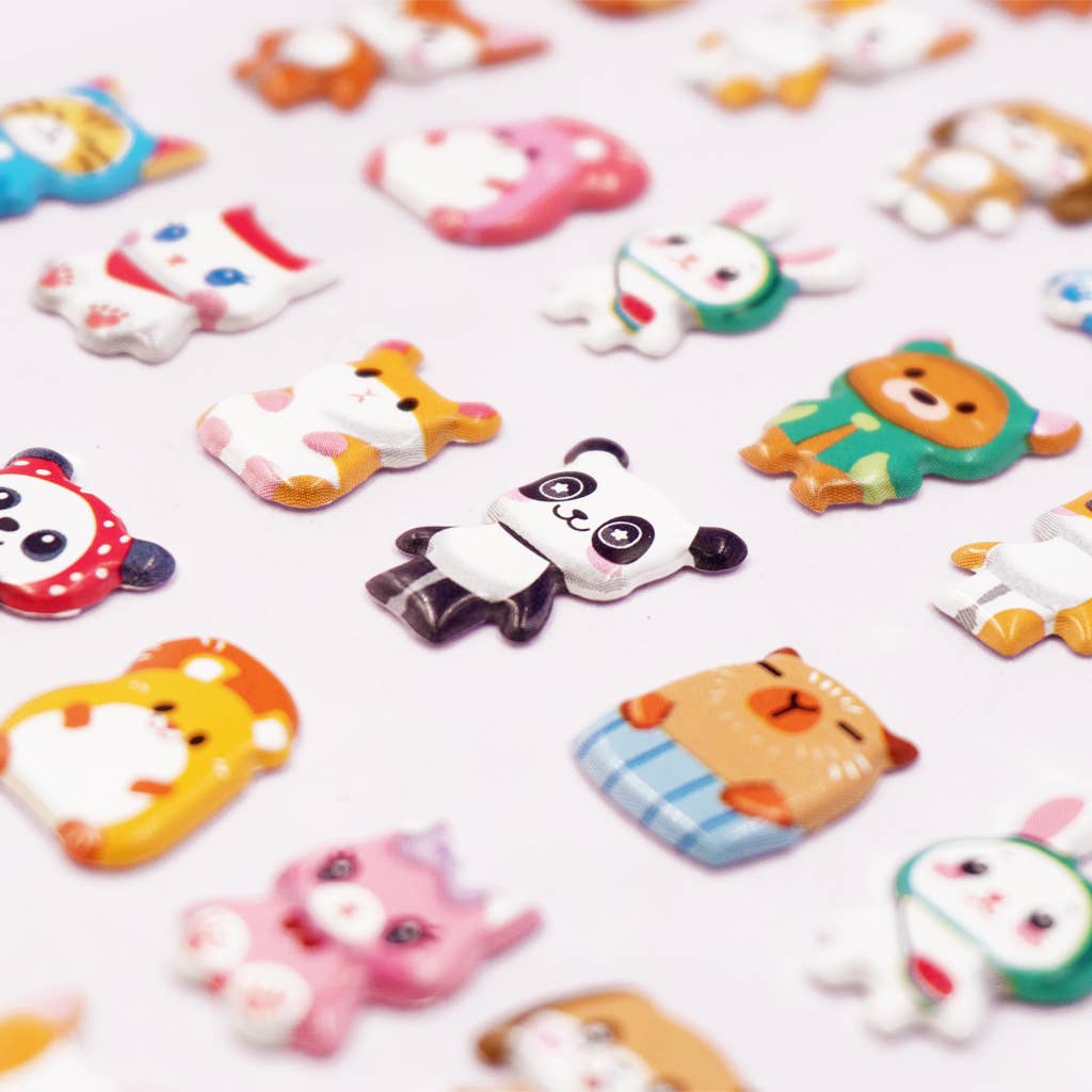 Angels Craft Kawaii Animal Puffy Stickers – Cute Character Mix – 48 pcs