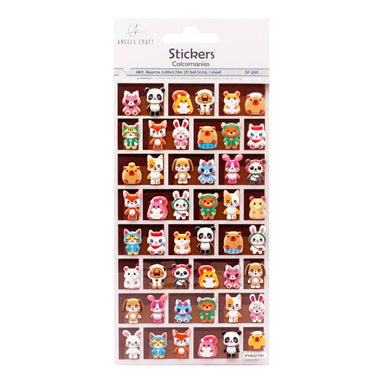 Angels Craft Kawaii Animal Puffy Stickers – Cute Character Mix – 48 pcs