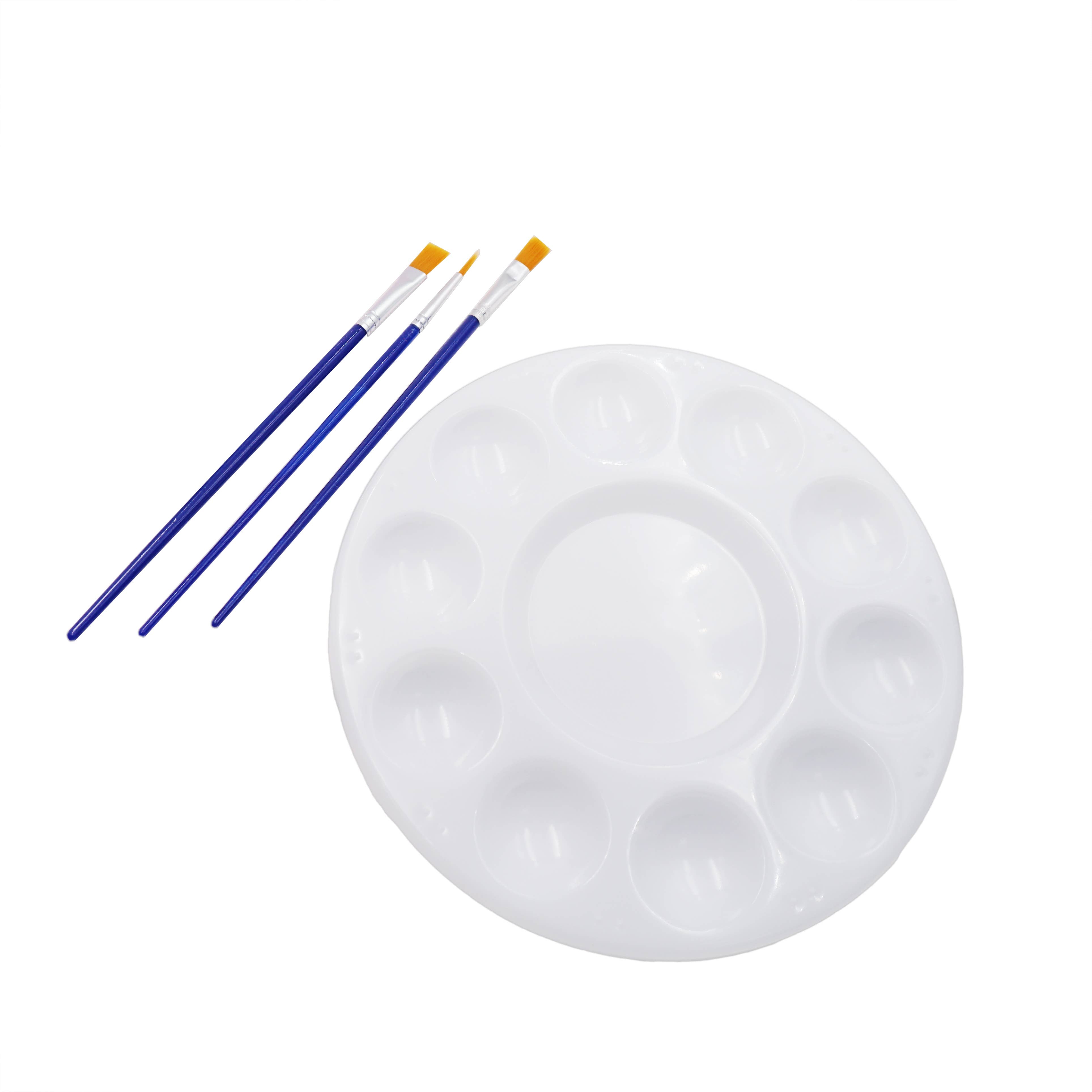 Paint Palette, Round with 3 brushes - Saltire Games