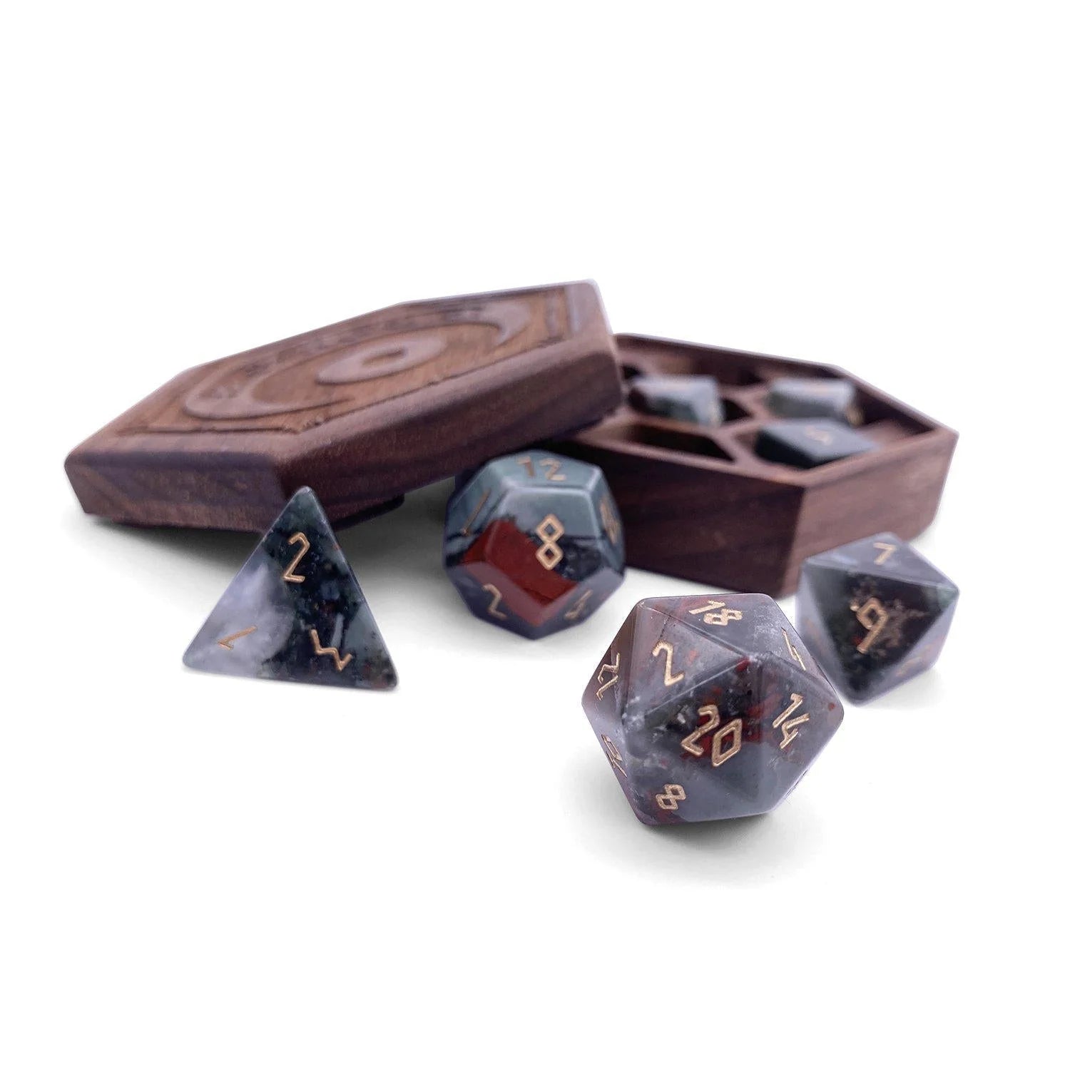 Bloodstone - 7 Piece RPG Set Gemstone Dice - Saltire Games