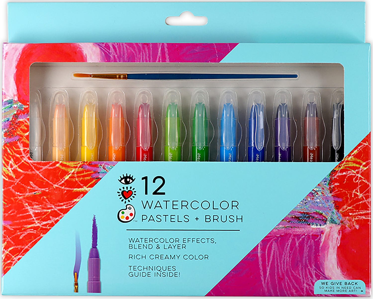 Iheartart 12 Watercolors Pastels Brush, Color Paint In 1 - Saltire Games