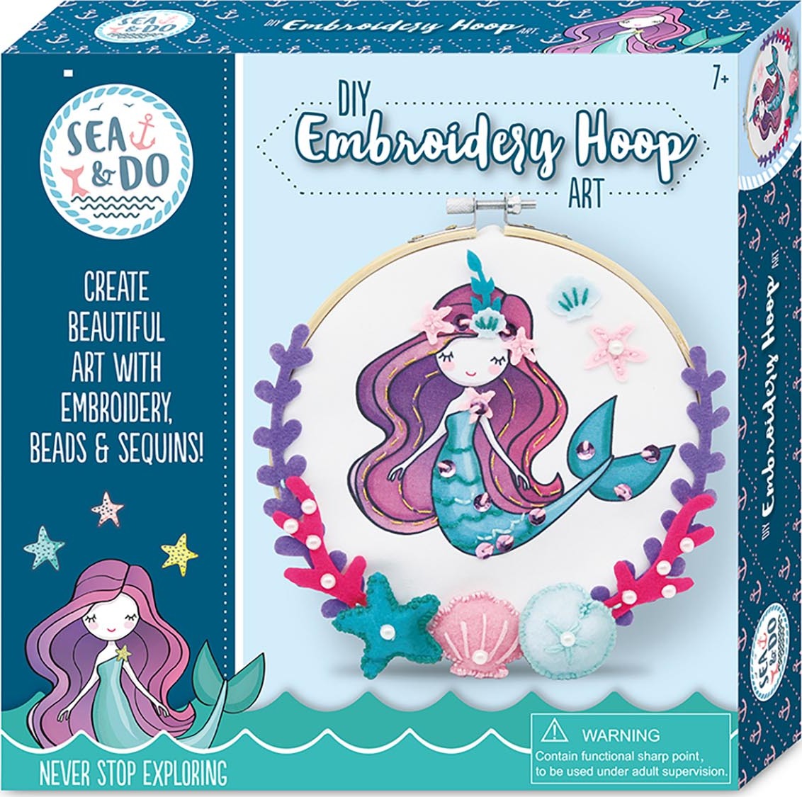 Sea  Do Diy Embroidery Hoop Art Tween Craft Kit - Saltire Games