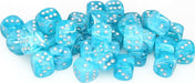 Cirrus Aqua/silver 12mm d6 Dice Block (36 dice) - Saltire Games