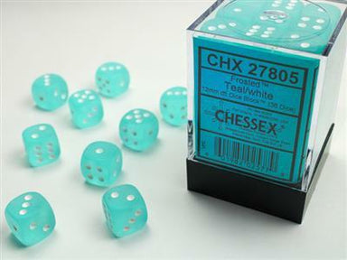 Frosted™ 12mm D6 Teal/white Dice Block™ (36 dice) - Saltire Games