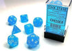 Frosted Caribbean Blue/white Polyhedral 7-Die Set - Saltire Games