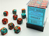 Gemini® 12mm D6 Red-Teal/gold Dice Block™ (36 dice) - Saltire Games