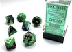 Gemini Black-Green/gold Polyhedral 7-Die Set - Saltire Games