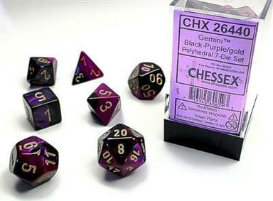 Gemini Black-Purple/gold Polyhedral 7-Die Set - Saltire Games