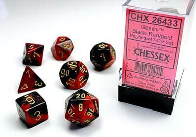 Gemini Black-Red/gold Polyhedral 7-Die Set - Saltire Games