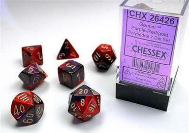 Gemini Purple-Red/gold Polyhedral 7-Die Set - Saltire Games