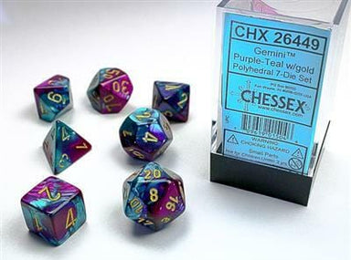 Gemini Purple-Teal/gold Polyhedral 7-Die Set - Saltire Games
