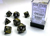 Leaf™ Polyhedral Black Gold/silver 7-Die Set - Saltire Games