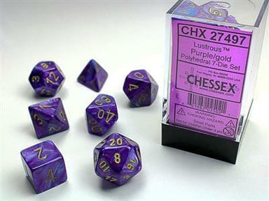 Lustrous® Polyhedral Purple/gold 7-Die Set - Saltire Games