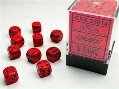 Opaque 12mm D6 Red/black Dice Block™ (36 dice) - Saltire Games