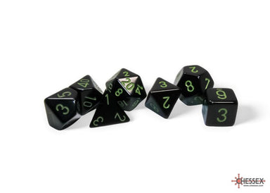 Opaque Black/Green 7-Die Set - Saltire Games