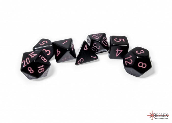 Opaque Black/Pink 7-Die Set - Saltire Games