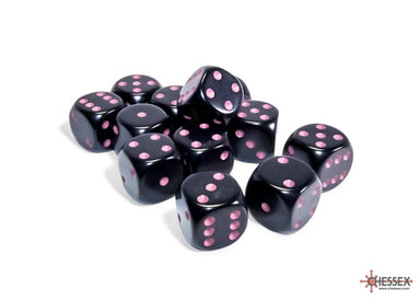 Opaque Black/Pink d6 Dice Block (12 Dice) - Saltire Games