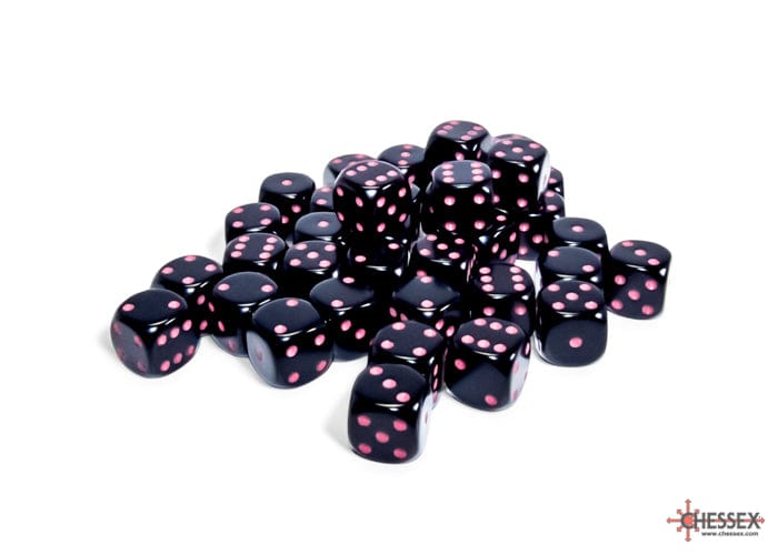 Opaque Black/Pink d6 Dice Block (36 Dice) - Saltire Games
