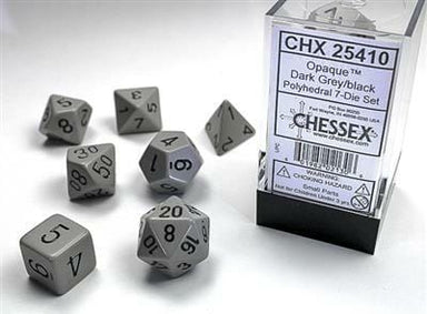 Opaque Polyhedral Dark Grey/black 7-Die Set - Saltire Games