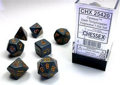 Opaque Polyhedral Dark Grey/copper 7-Die Set - Saltire Games