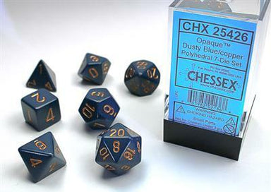 Opaque Polyhedral Dusty Blue/copper 7-Die Set - Saltire Games