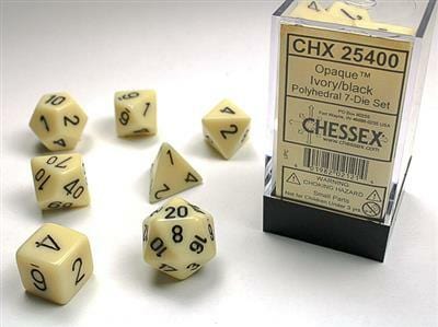 Opaque Polyhedral Ivory/black 7-Die Set - Saltire Games