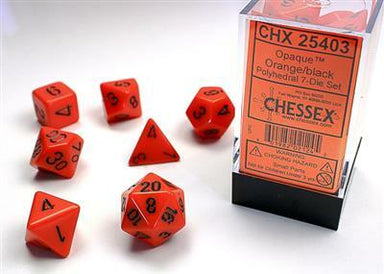 Opaque Polyhedral Orange/black 7-Die Set - Saltire Games