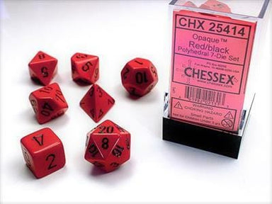 Opaque Polyhedral Red/black 7-Die Set - Saltire Games