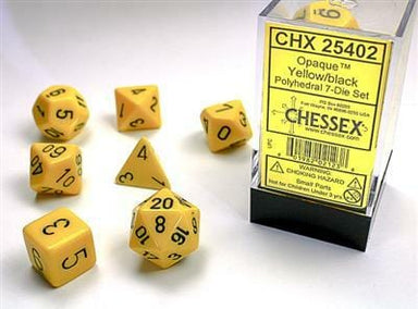Opaque Polyhedral Yellow/black 7-Die Set - Saltire Games