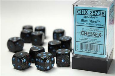 Speckled® 16mm D6 Blue Stars™ Dice Block™ (12 dice) - Saltire Games