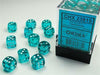 Translucent 12mm D6 Teal/white Dice Block™ (36 dice) - Saltire Games