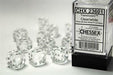 Translucent 16mm D6 Clear/white Dice Block™ (12 dice) - Saltire Games