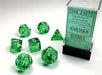 Translucent Polyhedral Green/white 7-Die Set - Saltire Games
