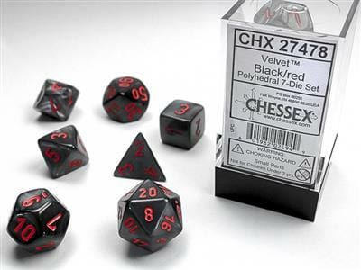 Velvet® Polyhedral Black/red 7-Die Set - Saltire Games