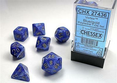 Vortex® Polyhedral Blue/gold 7-Die Set - Saltire Games